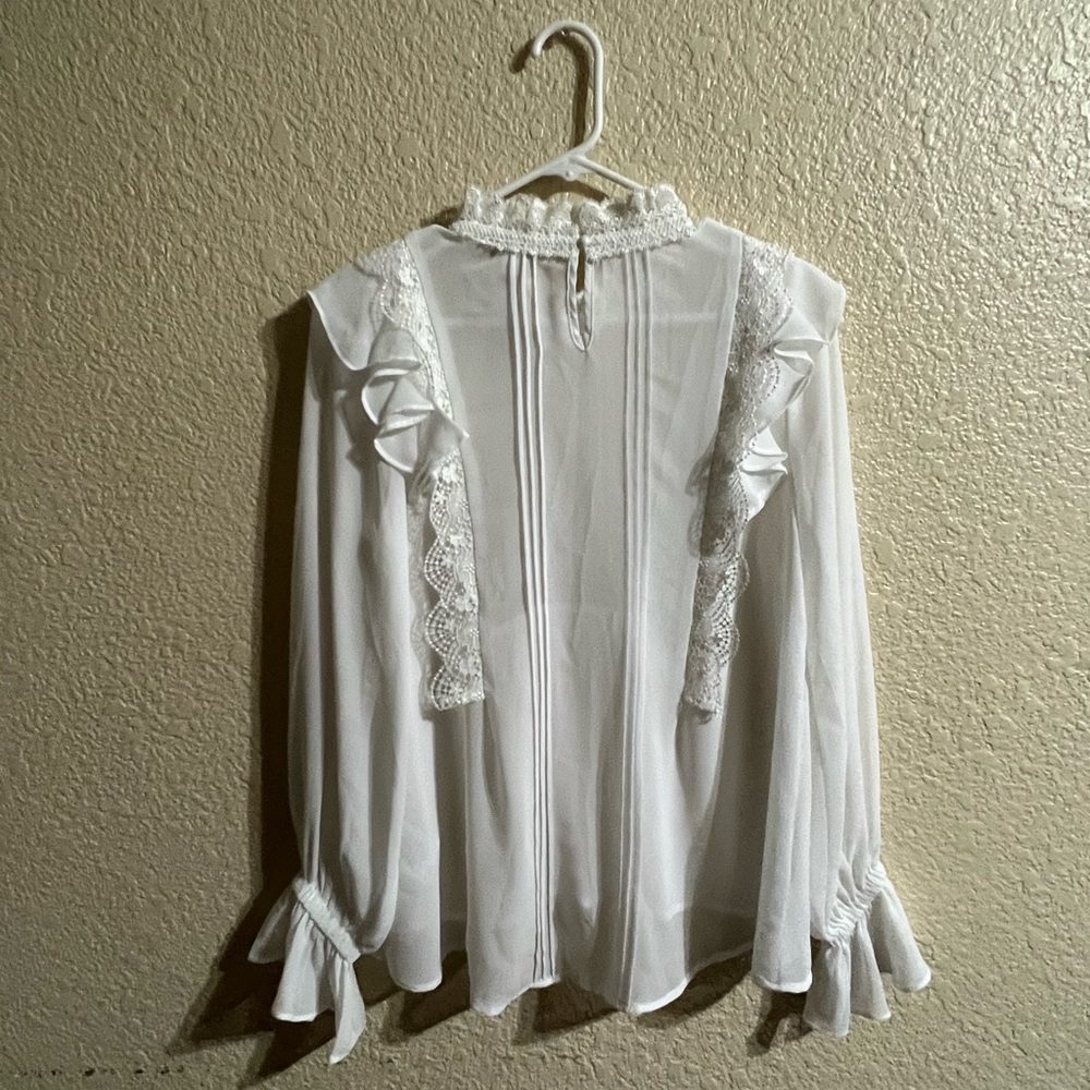 Anthropologie/eri+ali White Blouse - Picture 9 of 12